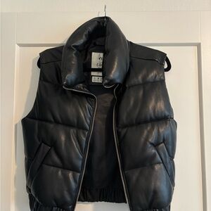 Abercrombie & Fitch Faux Leather Black Puffer Vest
